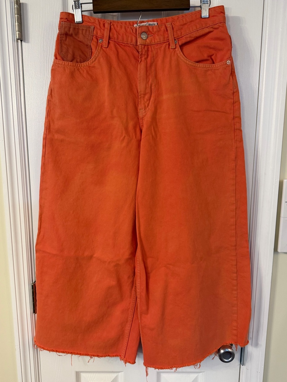 Free People We The Free Waterfalls Baggy Wide Leg Jeans Orange 28S